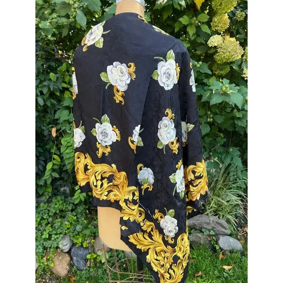 Jeannene Booher/Maggy London Scarves Signed Black/Gold Silk Scarf NWOT OS - Picture 2 of 4